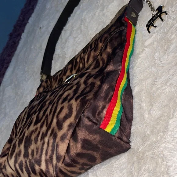 L.A.M.B. Lesportsac Rasta Stripe Leopard Print Shoulder Bag. Gwen Stefani Bag. - Picture 5 of 13